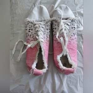 Pink and White Leopard Print Sneakers Size 41
